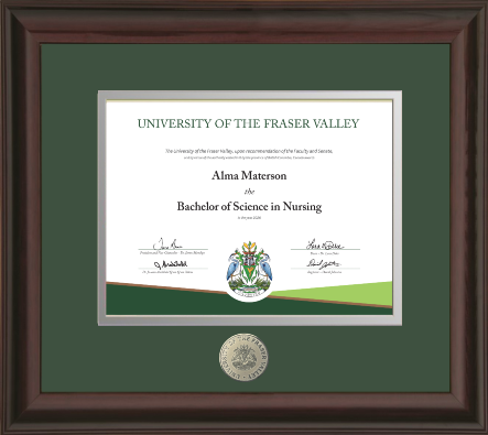 Glossy Mahogany hardwood diploma frame with custom minted medallion (120953)